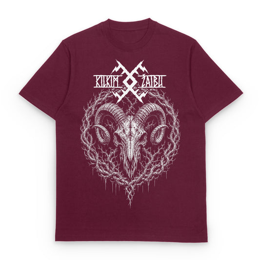 Kilkim Žaibu XXVI Bordeaux Goat Skull T-shirt