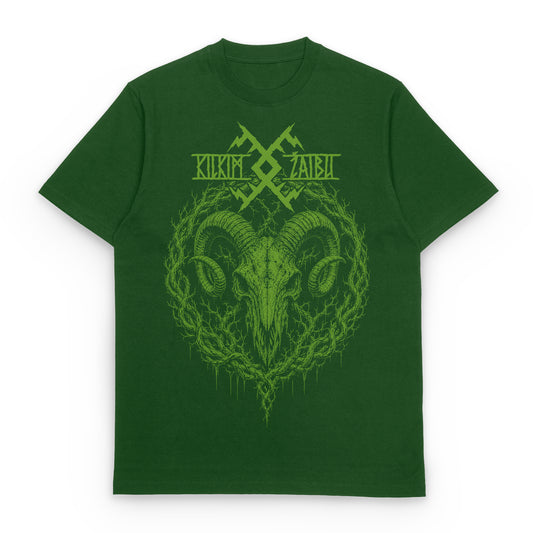 Kilkim Žaibu XXVI Green Goat Skull T-shirt